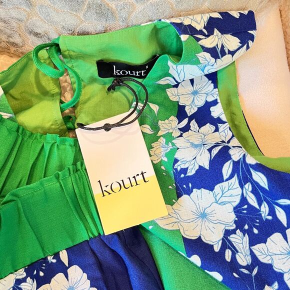 Kourt Willow 2-Piece Pant Set Crop Top Wide Leg Crop Pant Small Blue Green - Picture 11 of 12